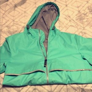 Charles River rain jacket. Color is mint